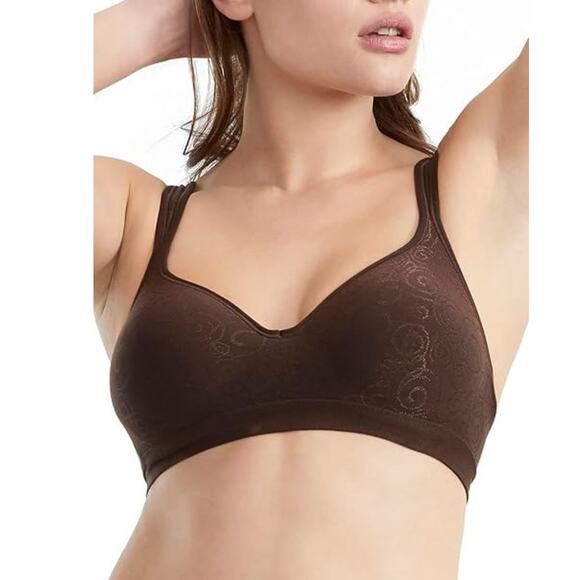 Bali Women's Comfort Revolution Full Coverage Wirefree Bra Brown Swirl Size 40D - Picture 1 of 5